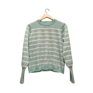 Scott & Scott London 100% Cashmere Teal Striped Sweater Size Medium